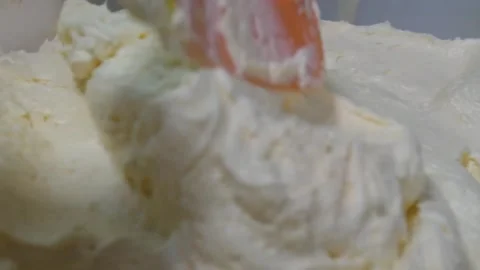Spreading Thick White Cream with Spatula Closeup Video stock 343587379