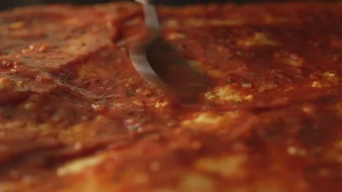 Spreading Tomato Marinara Sauce on Raw Pizza Dough with Spoon. Stock Footage 319033081