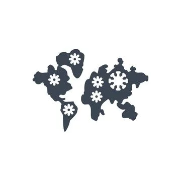 Spreading virus world map vector glyph icon Stock Illustration