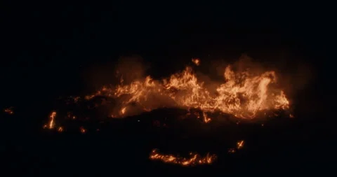 Spreading Wildfire In The Darkness Stock Footage 301442397