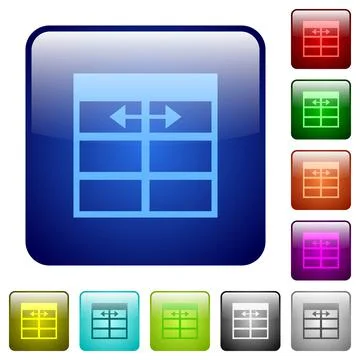 Spreadsheet adjust table column width color square buttons Stock Illustration