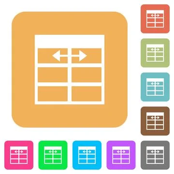 Spreadsheet adjust table column width rounded square flat icons Stock Illustration