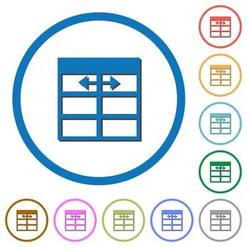 Spreadsheet adjust table column width icons with shadows and outlines Stock Illustration
