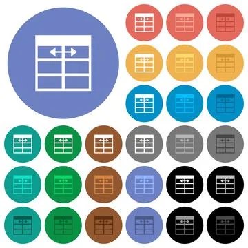Spreadsheet adjust table column width round flat multi colored icons Stock Illustration
