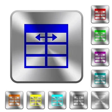 Spreadsheet adjust table column width rounded square steel buttons Stock Illustration