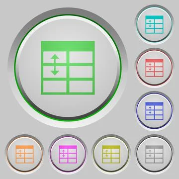 Spreadsheet adjust table row height push buttons Stock Illustration
