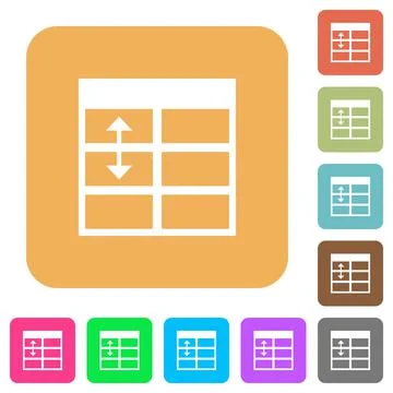 Spreadsheet adjust table row height rounded square flat icons Stock Illustration