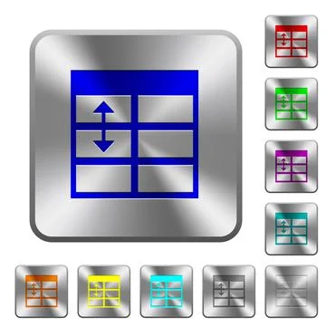 Spreadsheet adjust table row height rounded square steel buttons Illustrazione stock