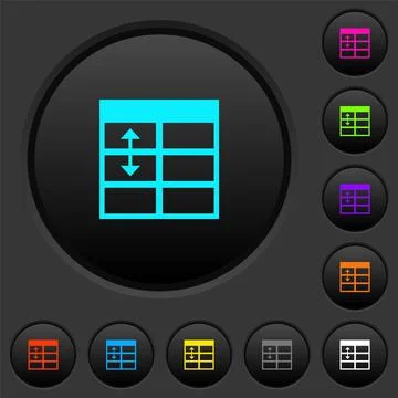 Spreadsheet adjust table row height dark push buttons with color icons Stock Illustration