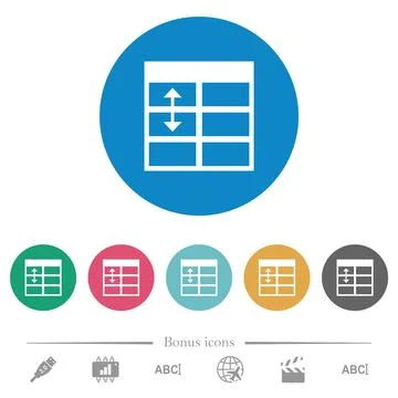 Spreadsheet adjust table row height flat round icons Stock Illustration