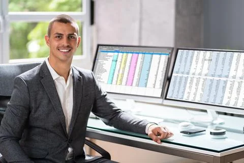 Spreadsheet Analyst Employee Stock Photos