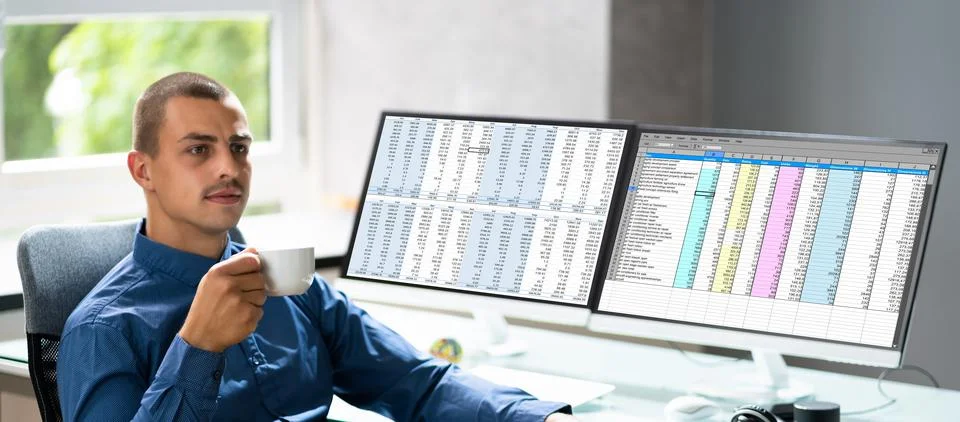 Spreadsheet Analyst Employee Stock Photos