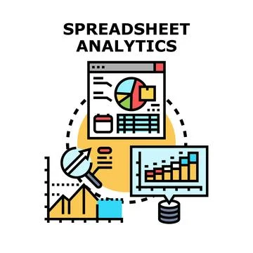 Spreadsheet analytics concept visualizing data management and financial rep.. Stockillustratie