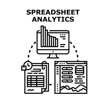 Spreadsheet analytics concept visualizing data processing and reporting Stockillustratie