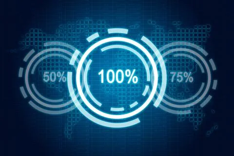 Spreadsheet, analytics data and percentage charts on digital screen. Stock Photos