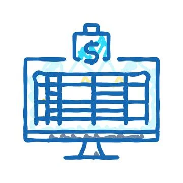 Spreadsheet budgeting budget planning icon doodle illustration Illustrazione stock