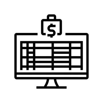 Spreadsheet budgeting budget planning line icon vector illustration 스톡 일러스트