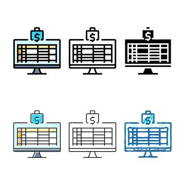 Spreadsheet budgeting budget planning modern color icon vector 스톡 일러스트