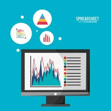 Spreadsheet computer infographic design Stock Illustration