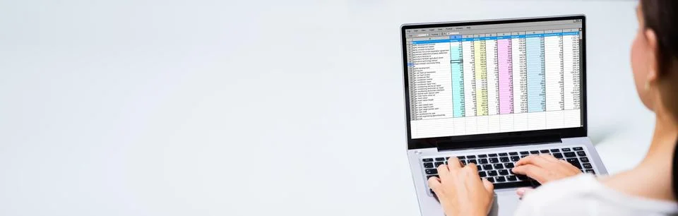 Spreadsheet On Computer Screen Stock Photos