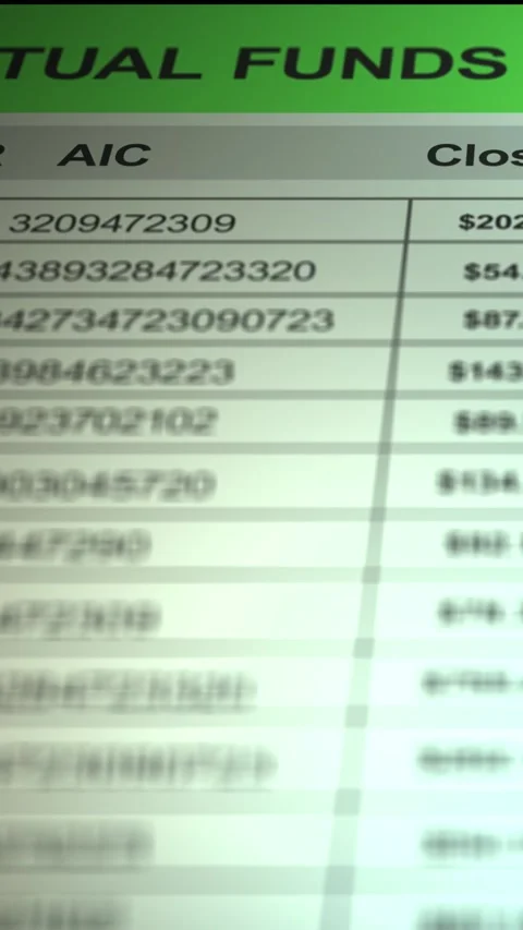 Spreadsheet Containing Generic Mutual Fund Investment Portfolio - Vertical Stock Footage 328270528