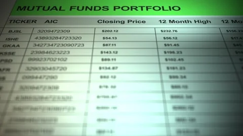 Spreadsheet Containing Generic Mutual Fund Investment Portfolio 1 Stock Footage 328270530