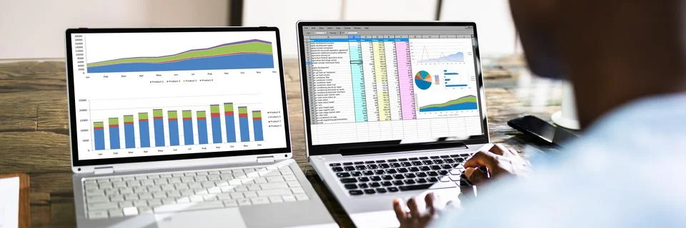 Spreadsheet Data Analyst Employee Stock Photos