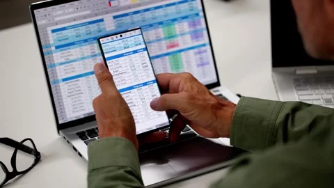 Spreadsheet Data Analyst Using Computer Software Stock Footage 281305939