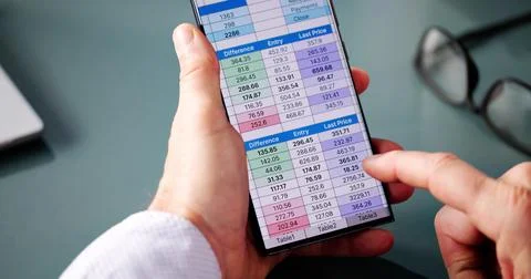 Spreadsheet Data Analyst Using Computer Software Stock Photos