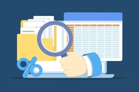 Spreadsheet with data calculation Stock Illustration