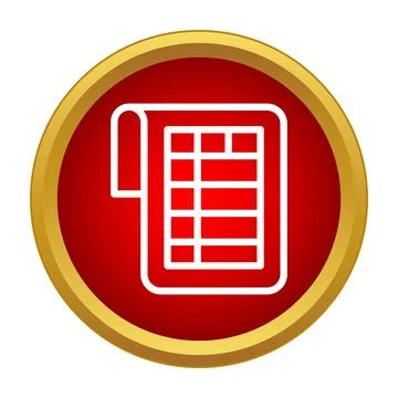 Spreadsheet data table icon on red button Stock Illustration