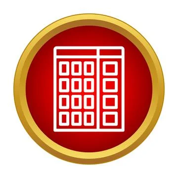 Spreadsheet data table icon on red gold circle Stock Illustration