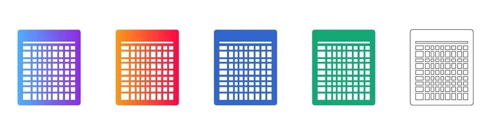 Spreadsheet Data Table Icon Set Stock Illustration