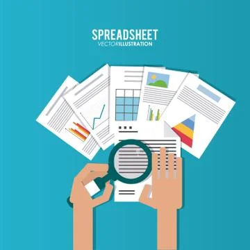 Spreadsheet design, technology and infographic concept Stock Illustration