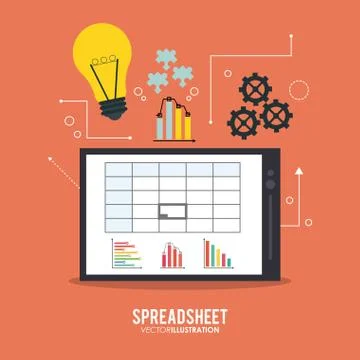 Spreadsheet design, technology and infographic concept Stock Illustration