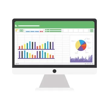 Spreadsheet in desktop Stock Illustration