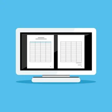 Spreadsheet in desktop screen. Stock Illustration