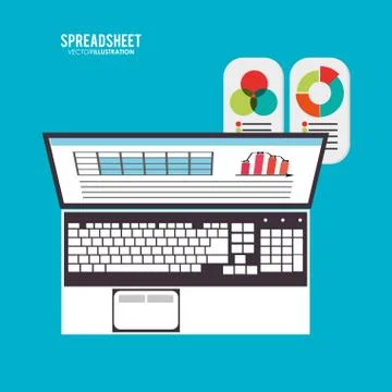 Spreadsheet document laptop design Stock Illustration