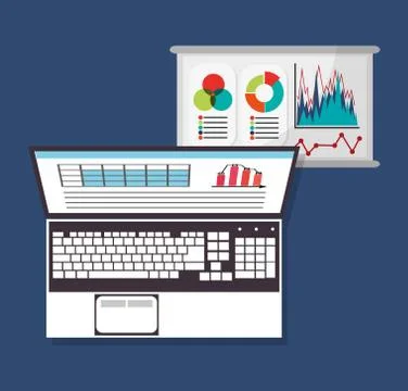 Spreadsheet document laptop design Illustrazione stock