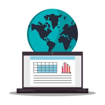 Spreadsheet document laptop design 스톡 일러스트