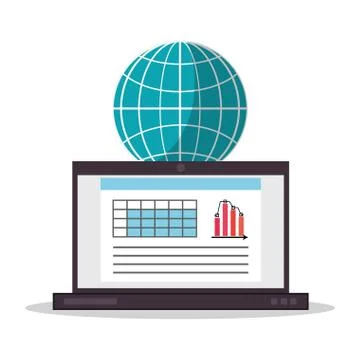 Spreadsheet document laptop design Illustrazione stock