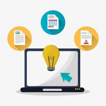 Spreadsheet document laptop design Stock Illustration