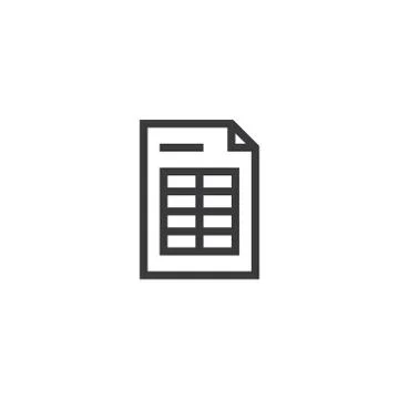 Spreadsheet document paper outline icon. isolated note paper icon in thin lin Stock Illustration
