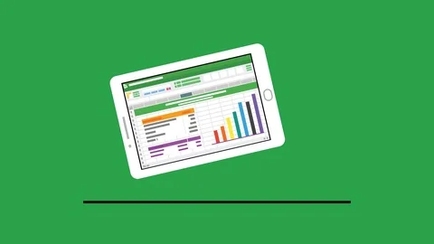 Spreadsheet financial accounting on tablet screen. database analytical busine Stock Footage 115154081