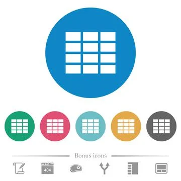 Spreadsheet flat round icons Illustrazione stock