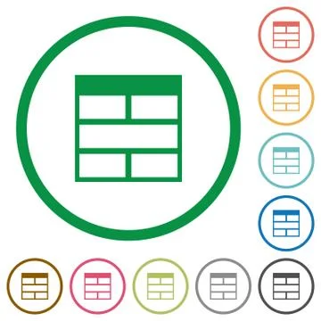 Spreadsheet horizontally merge table cells outlined flat ico Stock Illustration