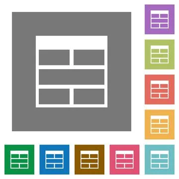 Spreadsheet horizontally merge table cells square flat icons Stock Illustration