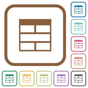 Spreadsheet horizontally merge table cells simple icons Illustrazione stock