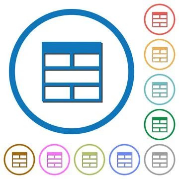 Spreadsheet horizontally merge table cells icons with shadows and outlines Stock Illustration