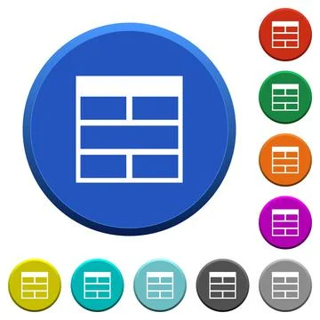 Spreadsheet horizontally merge table cells beveled buttons Illustrazione stock